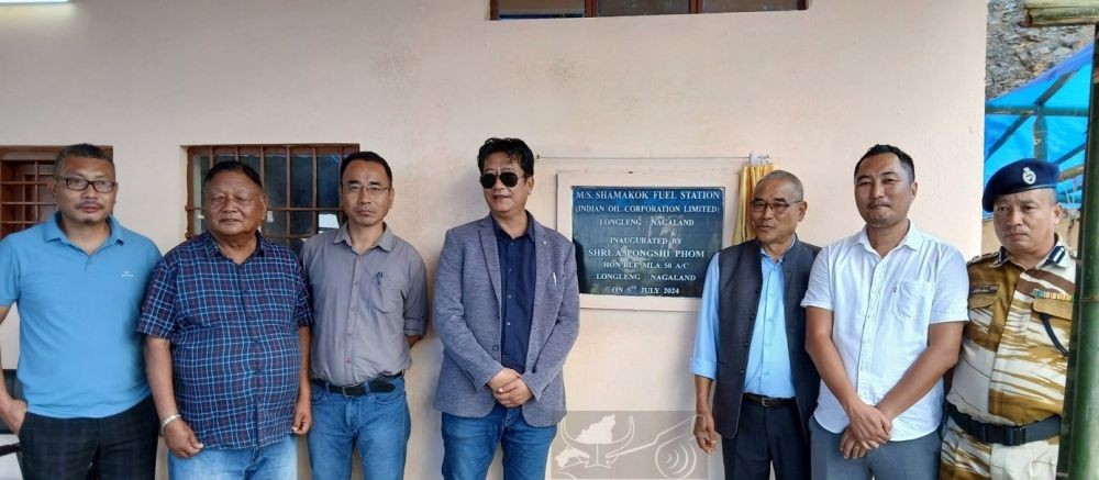 MLA A Pongshi Phom with others during the inauguration of Shamakok Fuel Station at Longleng on July 5. (DIPR Photo)